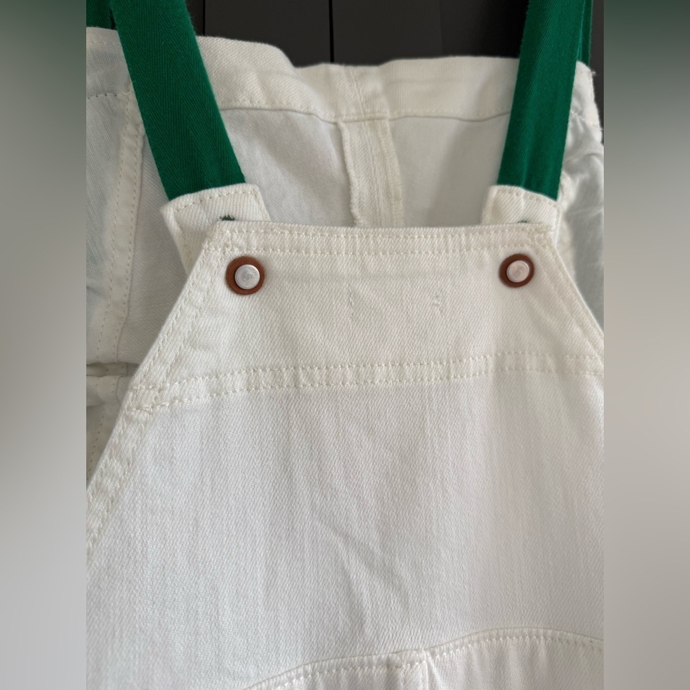 Anthropologie Pilcro Kenna Heritage White & Green Barrel Overalls • S • NWT - Picture 8 of 14